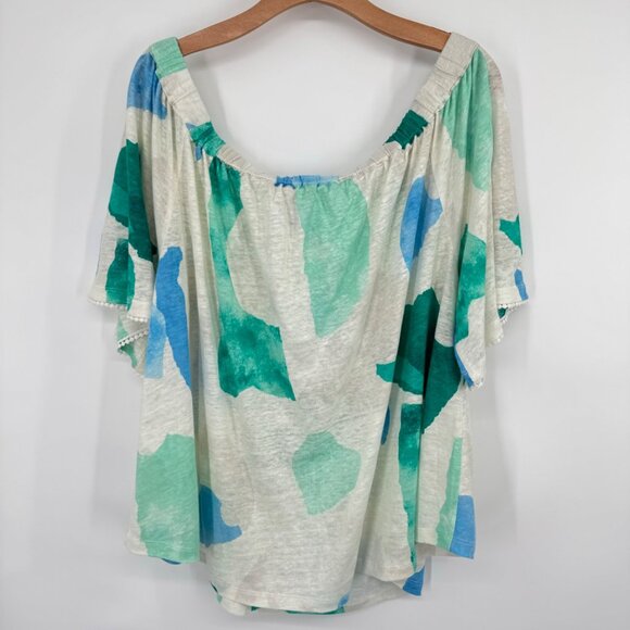 Chico's 3 Linen top shirt Confetti Pom Pom Top size XL Knit Pattern new - Picture 13 of 14